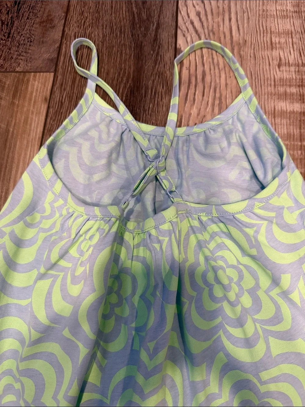 GAP Kids Criss Cross Tiered Dress in Green Print Size S